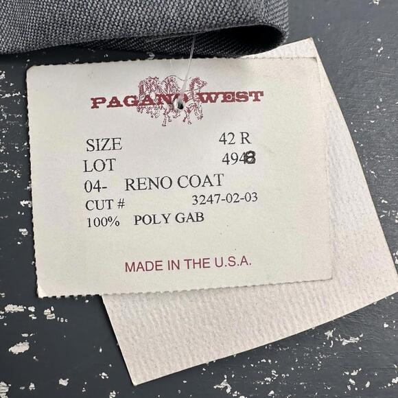 VTG Pagano West Suit Men 42R Dark Gray Poly Gab Smiles Western 33" Waist NWT USA - Picture 9 of 16